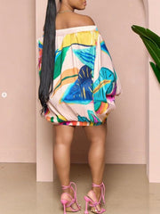 Printed Off-Shoulder Parachute Dress--Clearance Ins Street