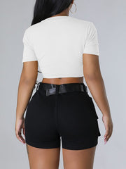 Double-Cross Tied-Front Tee Ins Street