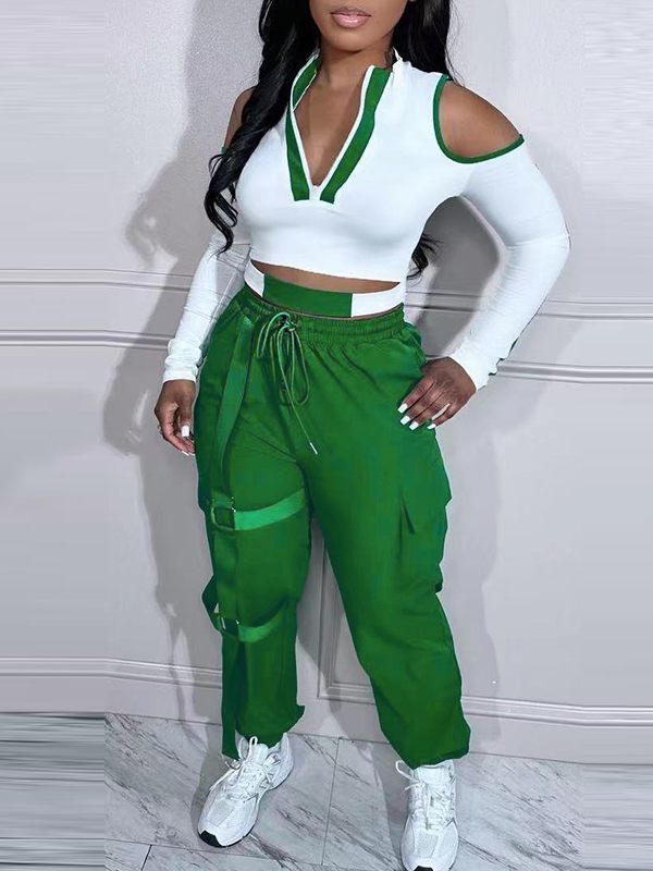 Cold-Shoulder Zip-Front Top & Jogger Pants Set--Clearance Ins Street