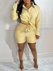 Stripe Shirt & Shorts Set Ins Street