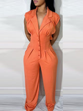Button-Front Cutout Jumpsuit Ins Street