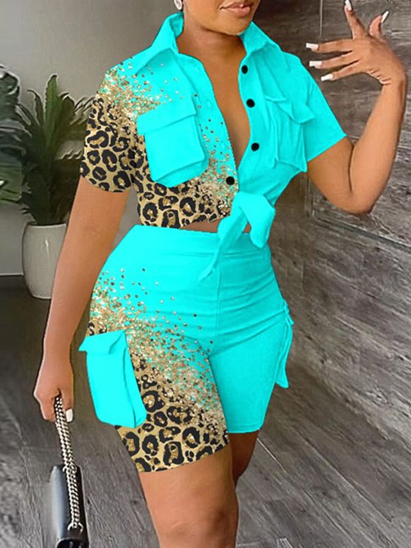 Printed Cargo Shirt & Shorts Set Ins Street