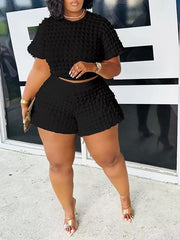 Textured Crop Top & Shorts Set Ins Street