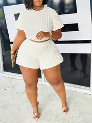 Textured Crop Top & Shorts Set Ins Street