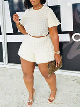 Textured Crop Top & Shorts Set Ins Street