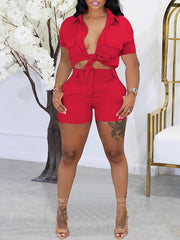 Solid Cargo Shirt & Shorts Set Ins Street