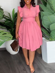 Solid Pleated Shirt Dress Ins Street