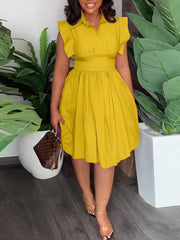 Solid Pleated Shirt Dress Ins Street