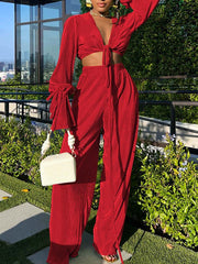 Ribbed Tied Top & Pants Set Ins Street