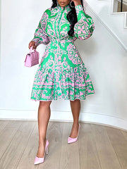 Printed Tied Shirt Dress Ins Street