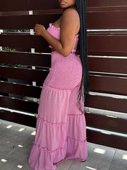 Smocked Bandeau Top & Wide-Leg Pants Set Ins Street