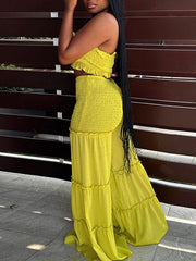 Smocked Bandeau Top & Wide-Leg Pants Set Ins Street