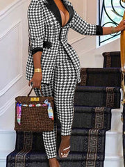 Houndstooth Blazer & Pants Set Ins Street
