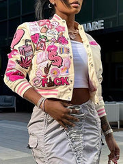 Printed Bomber Jacket Ins Street