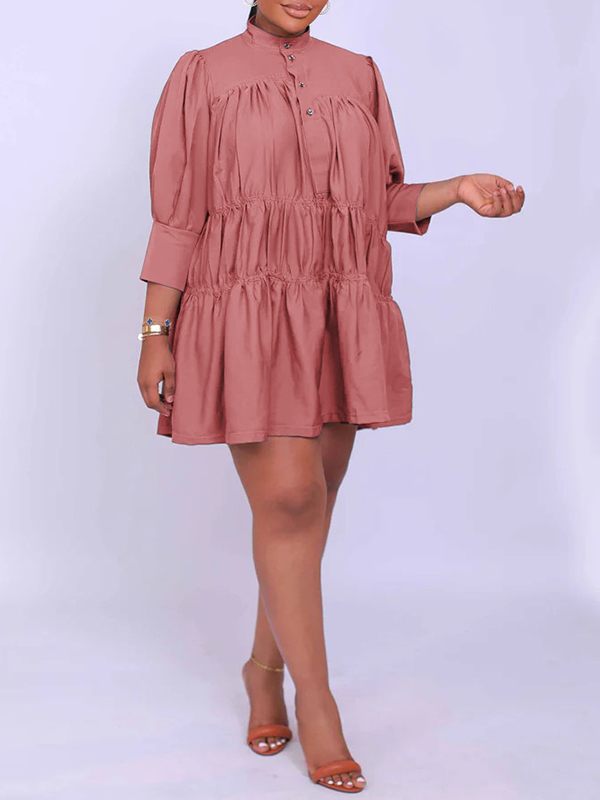 Solid Ruffle Shirt Dress--Clearance Ins Street