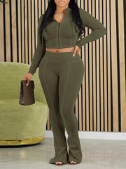 Zip-Front Hoodie & Pants Set Ins Street