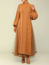 Knit Dress with Mesh Skirt Ins Street