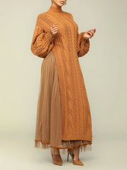 Knit Dress with Mesh Skirt Ins Street