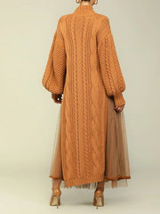 Knit Dress with Mesh Skirt Ins Street