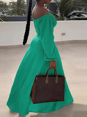 Off-Shoulder Crop Top & Slit Skirt Set Ins Street