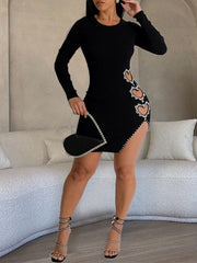 Heart Studded Slit Dress Ins Street
