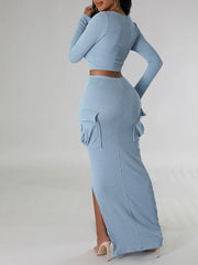 Crop Top & Cargo Skirt Set Ins Street