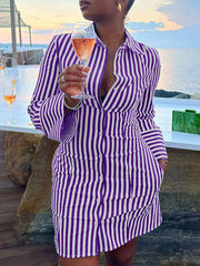 Stripe Shirt Dress Ins Street