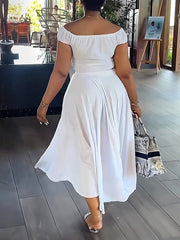 Off-Shoulder Crop Top & Skirt Set Ins Street