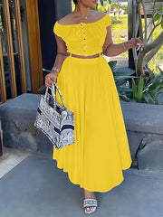 Off-Shoulder Crop Top & Skirt Set Ins Street