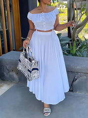 Off-Shoulder Crop Top & Skirt Set Ins Street