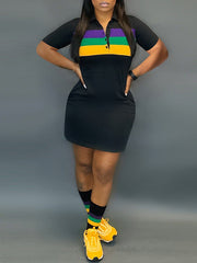 Stripe Polo Dress Ins Street