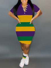 Stripe Polo Dress Ins Street