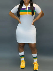 Stripe Polo Dress Ins Street