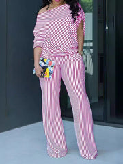 Stripe Boat-Neck Top & Pants Set Ins Street