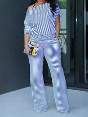 Stripe Boat-Neck Top & Pants Set Ins Street