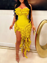 Frilled Strapless Dress Ins Street