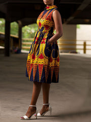 Printed Sleeveless Tied Shirt Dress Ins Street