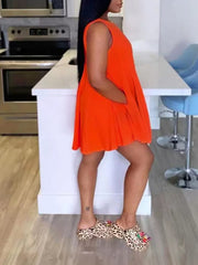 Solid Sleeveless Dress Ins Street