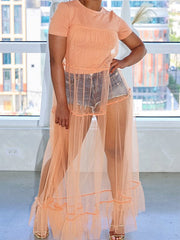 Tulle Combo Tunic Top Ins Street