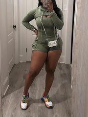 Cropped Hoodie & Romper Set Ins Street