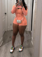 Cropped Hoodie & Romper Set Ins Street