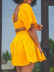 Solid Cutout Ruffle Dress Ins Street