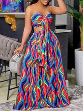 Printed Bandeau Top & Wide-Leg Pants Set Ins Street