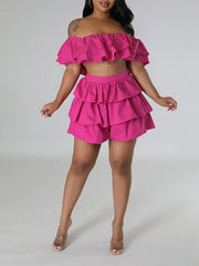 Ruffle Crop Top & Shorts Set Ins Street