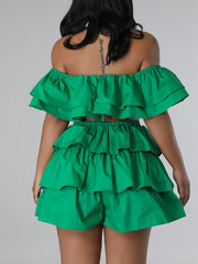 Ruffle Crop Top & Shorts Set Ins Street