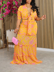 Printed Tied Top & Skirt Set Ins Street
