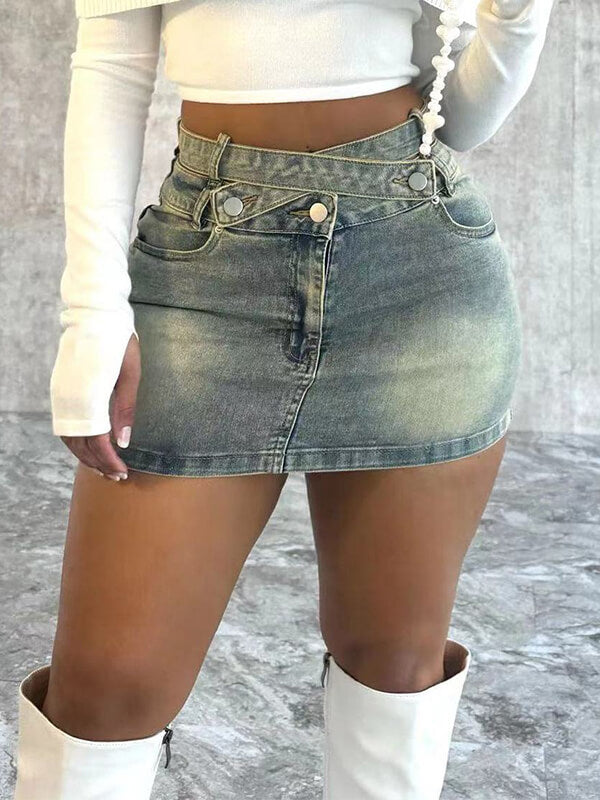 Denim Mini Skirt Ins Street