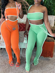 Piping Bandeau Top & Overalls Set Ins Street