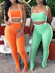 Piping Bandeau Top & Overalls Set Ins Street