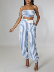 Stripe Bandeau Top & Pants Set Ins Street